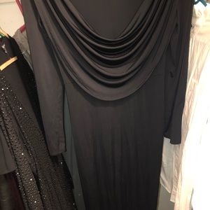 Plain black midi dress
